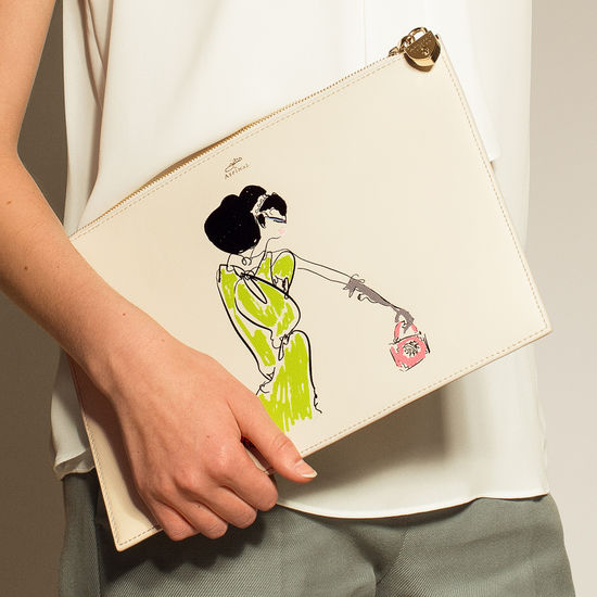 Giles x Aspinal (Soho Clutch - Girl Print) from Aspinal of London
