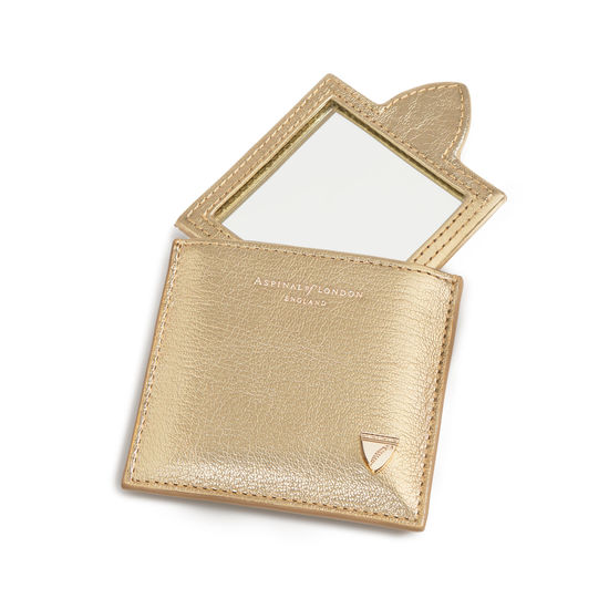 Compact Mirror in Pale Gold Pebble from Aspinal of London