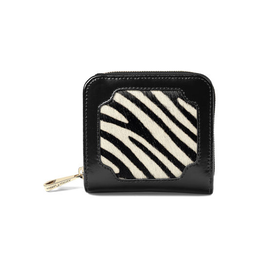 Marylebone Mini Purse in Zebra Haircalf & Black Polish from Aspinal of London