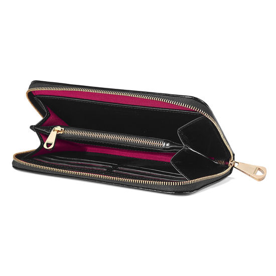 Marylebone Purse in Zebra Haircalf & Black Polish from Aspinal of London